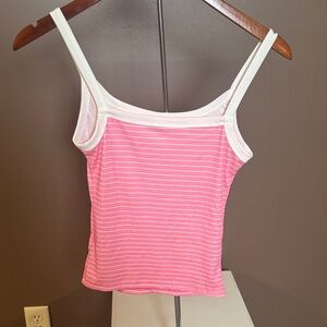 SHEIN Pink and White Striped Camisole